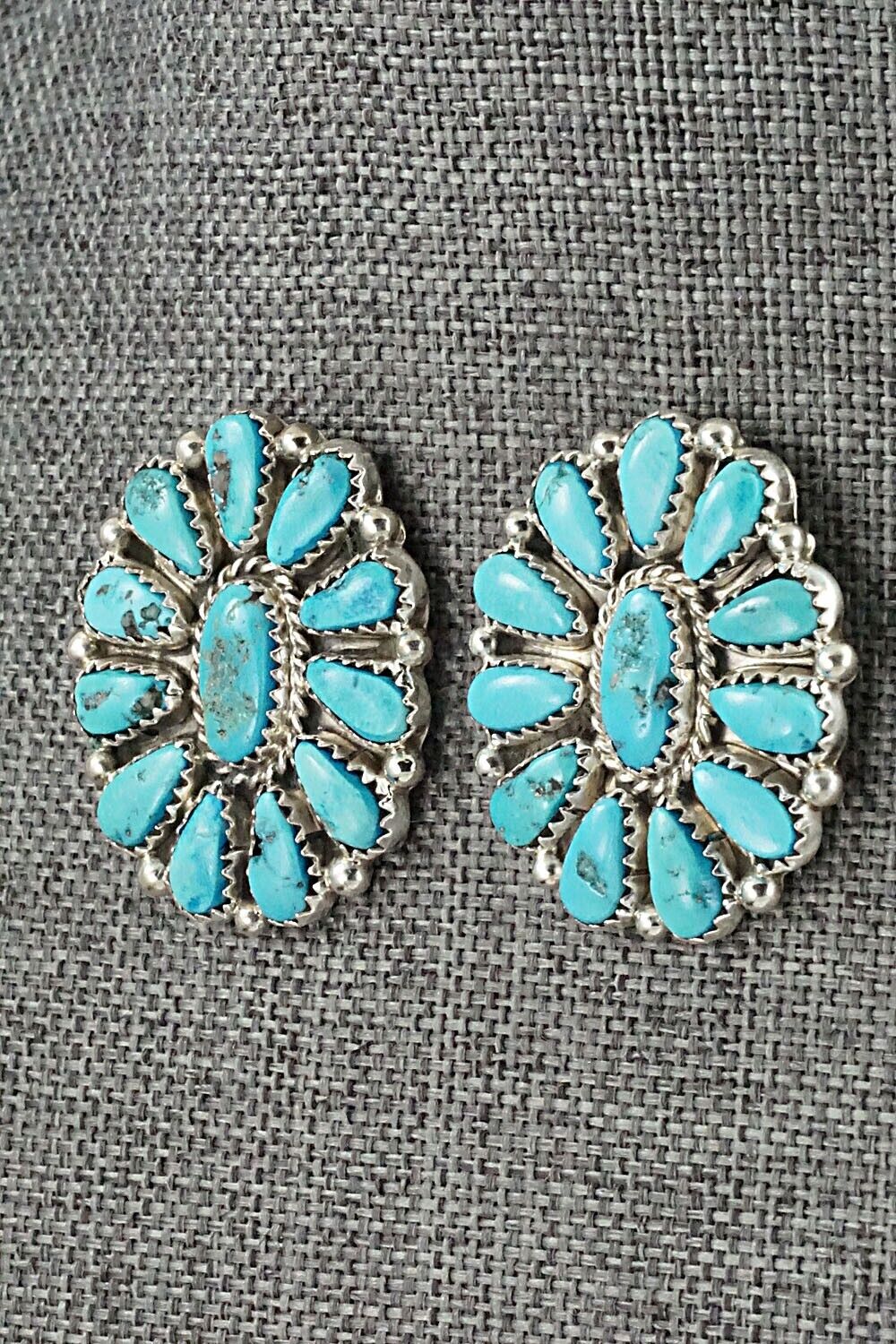 Turquoise & Sterling Silver Squash Blossom Set - Eunise Wilson