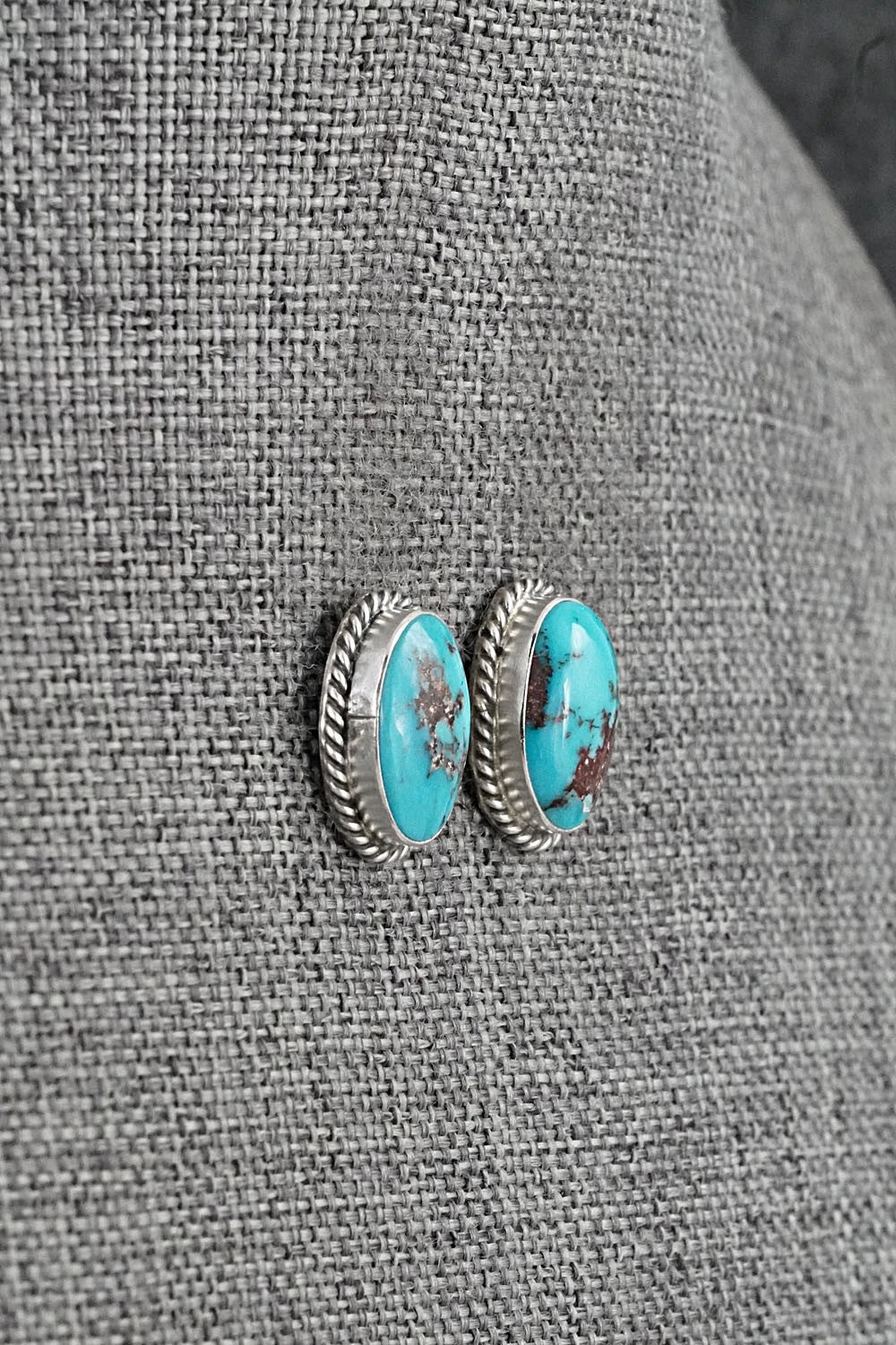 Turquoise & Sterling Silver Earrings - Eugene Gruber