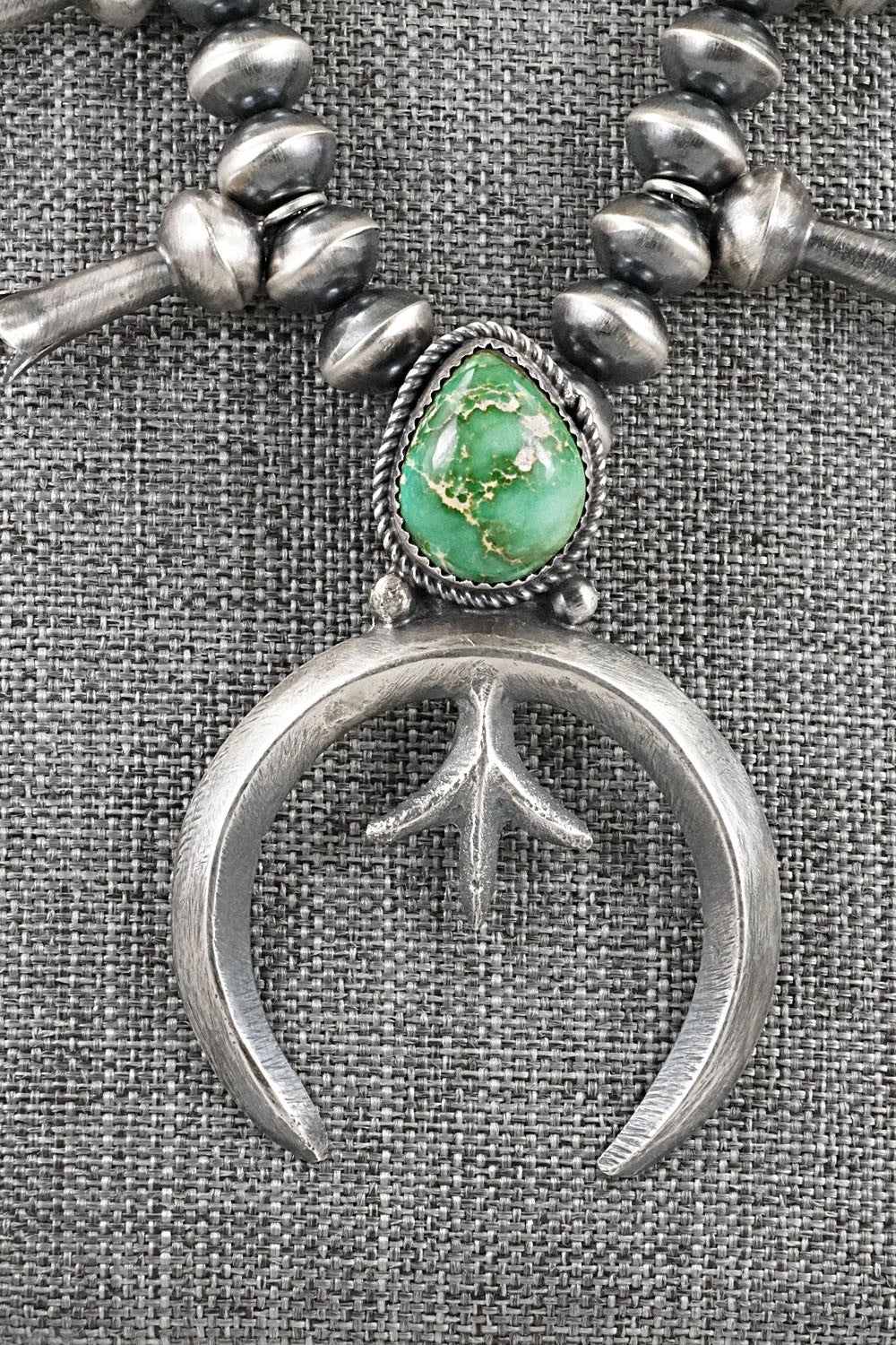 Turquoise & Sterling Silver Squash Blossom Necklace - Presley Haley