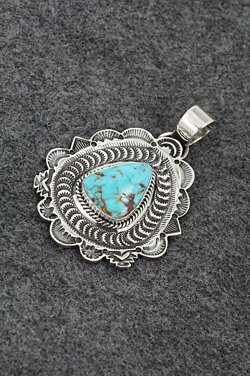 Turquoise & Sterling Silver Pendant - Leonard Maloney