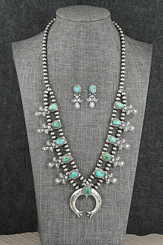 Turquoise & Sterling Silver Squash Blossom Set - Adrienne Gordon