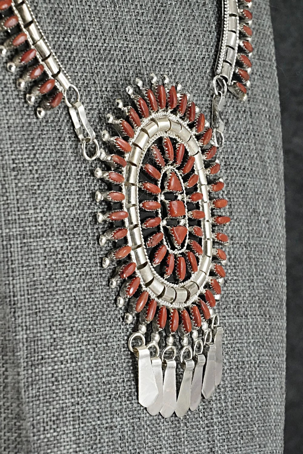 Coral & Sterling Silver Necklace Set - Evonne Hustito