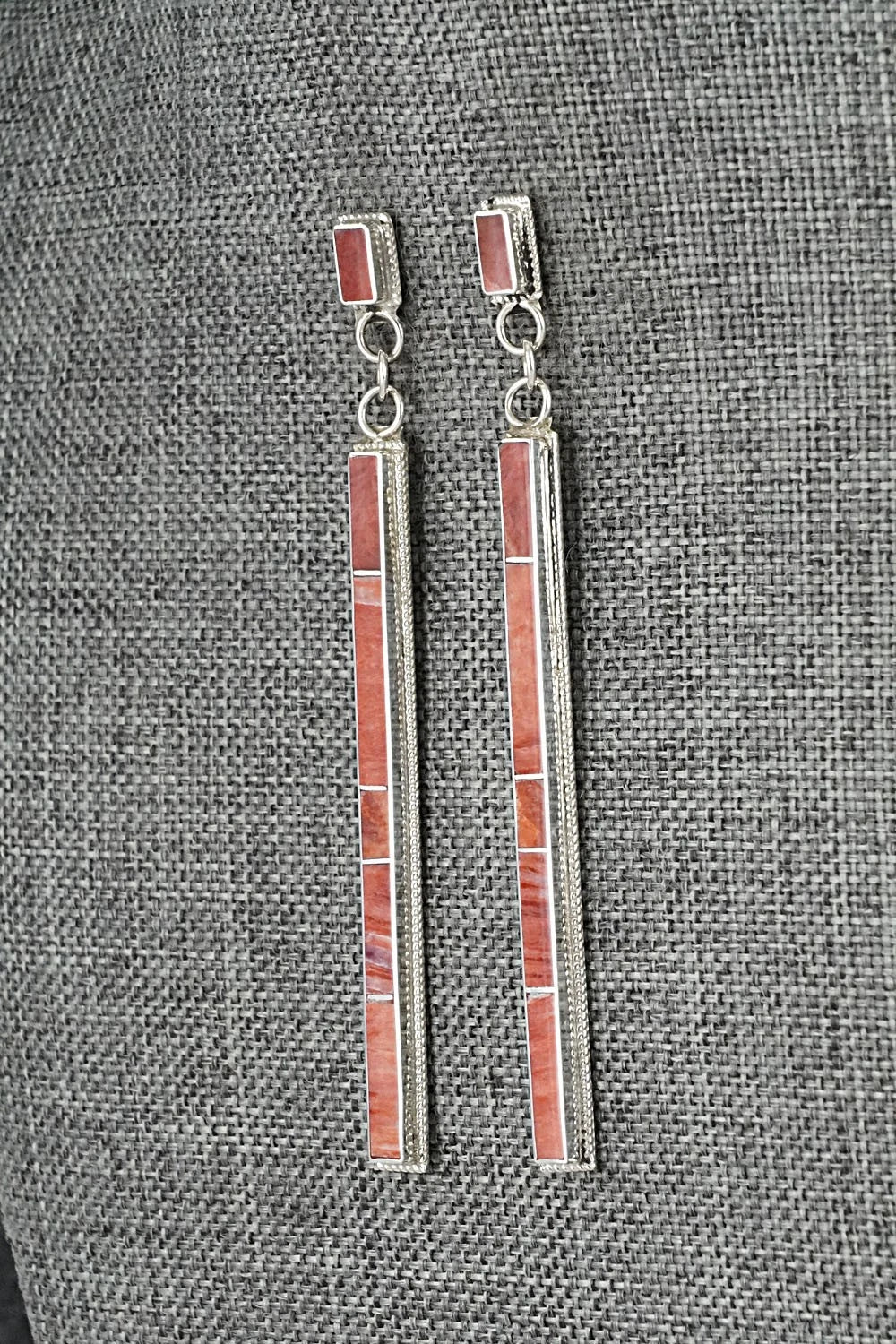 Spiny Oyster & Sterling Silver Earrings - Ricky Booqua