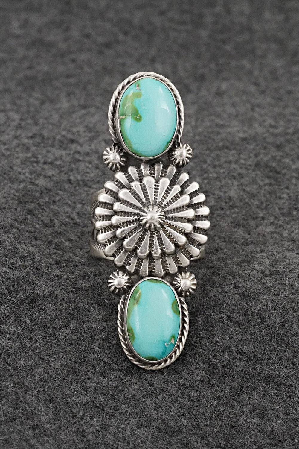 Turquoise & Sterling Silver Ring - Samuel Yellowhair - Size 8