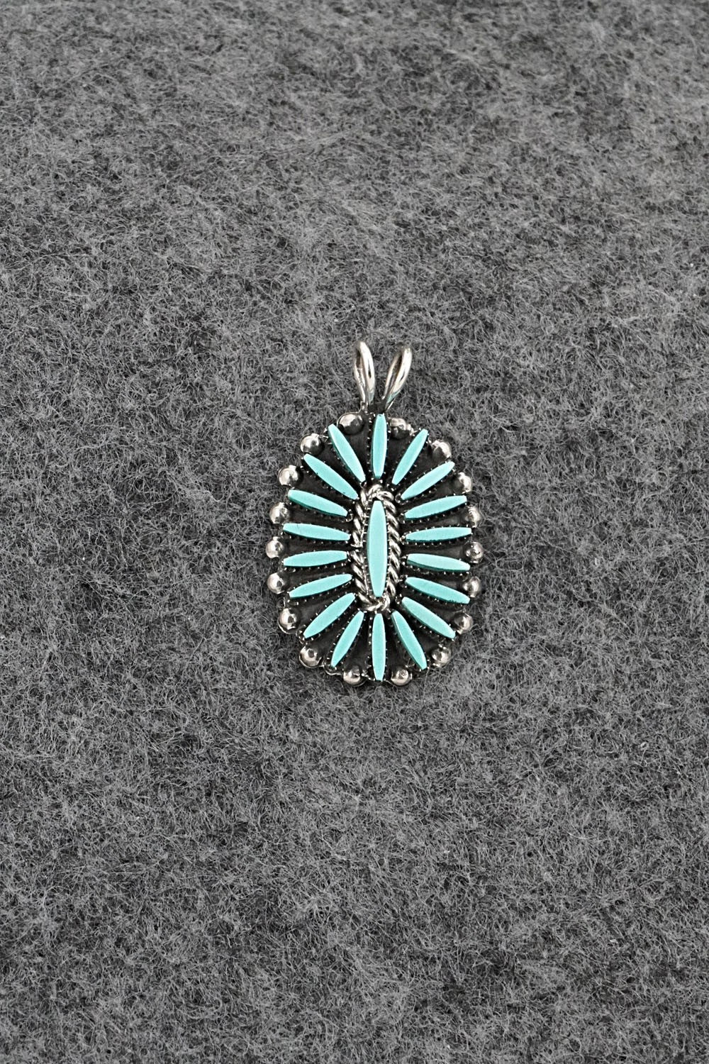 Turquoise & Sterling Silver Pendant - Fritzon Owaleon