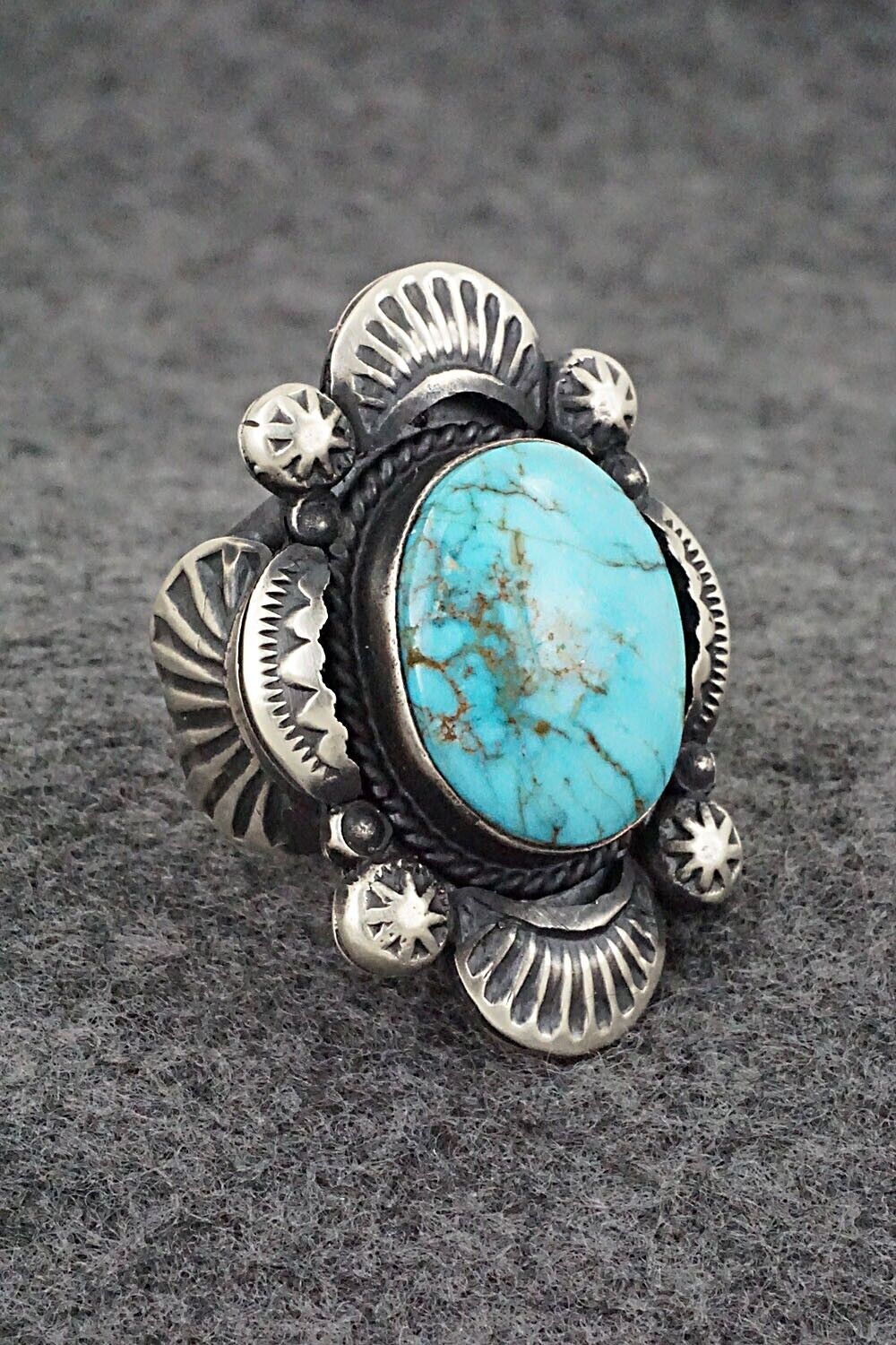 Turquoise & Sterling Silver Ring - Gilbert Tom - Size 9