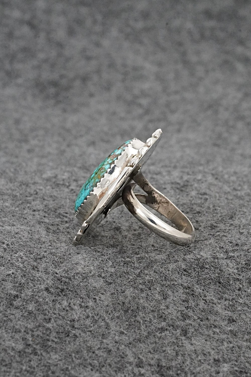 Turquoise & Sterling Silver Ring - Phil Nez - Size 8 Adj.