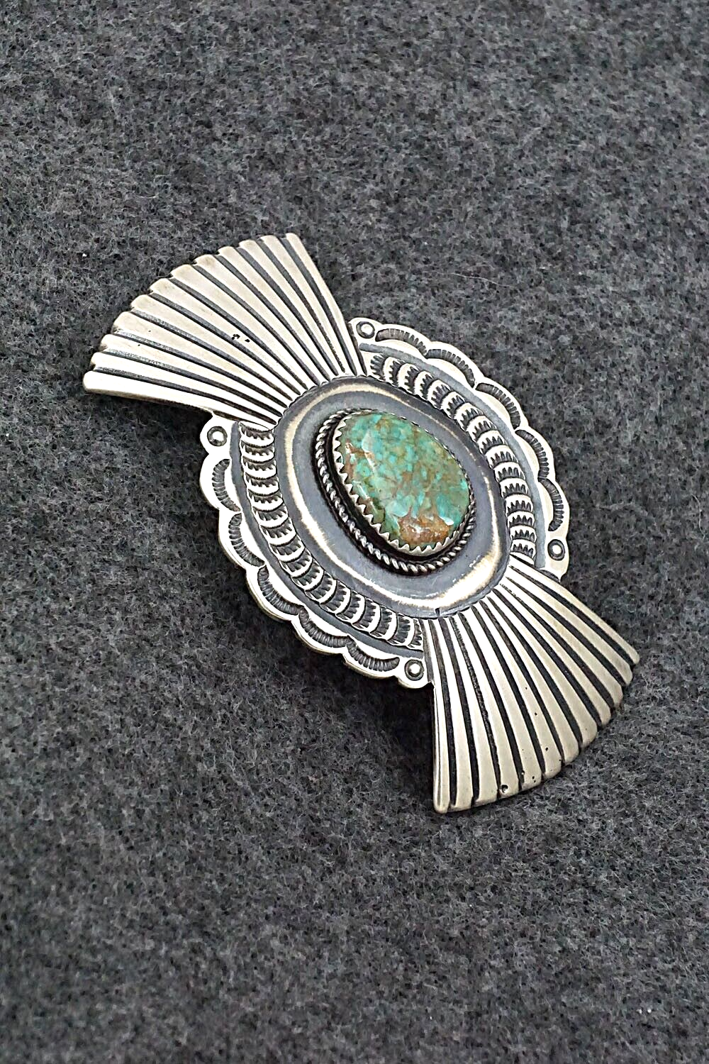 Turquoise & Sterling Silver Hair Barrette - Martha Cayatineto