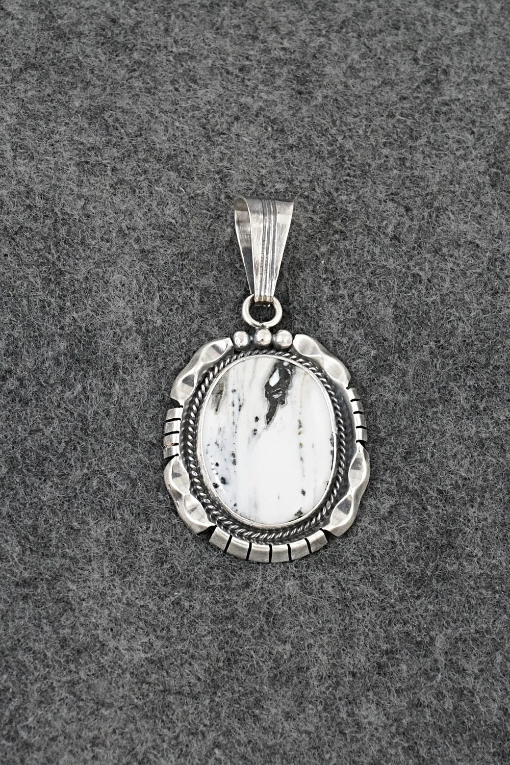 White Buffalo & Sterling Silver Pendant - Samuel Yellowhair
