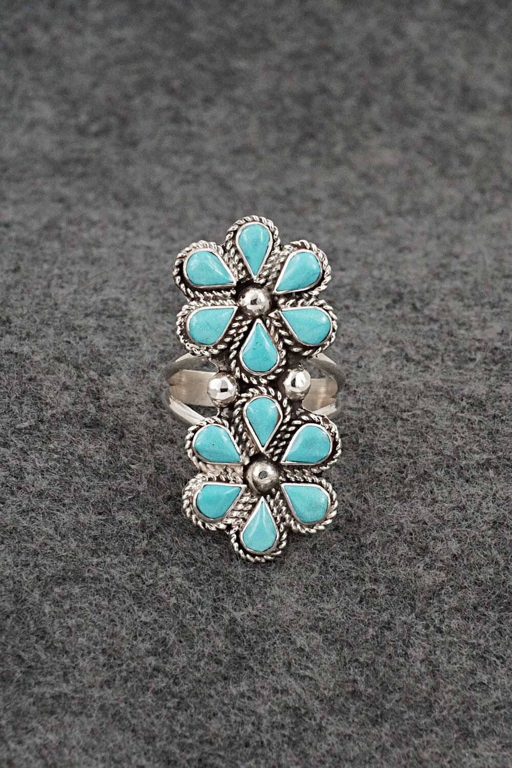 Turquoise & Sterling Silver Ring - Carol Lateyice - Size 9.5