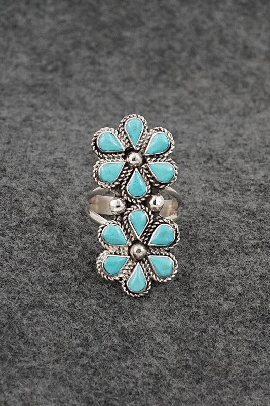 Turquoise & Sterling Silver Ring - Carol Lateyice - Size 9.5