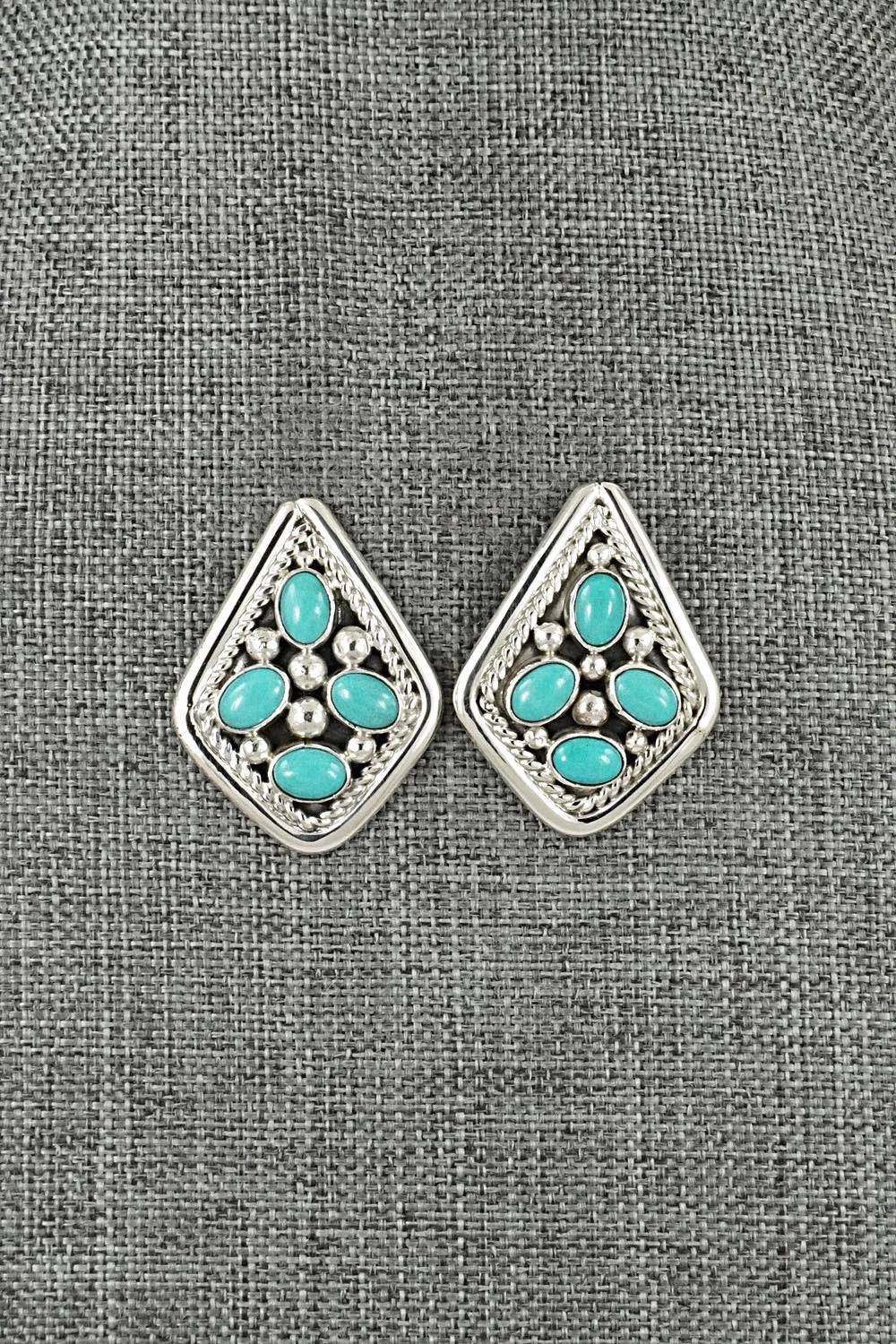 Turquoise & Sterling Silver Earrings - Chester Charley