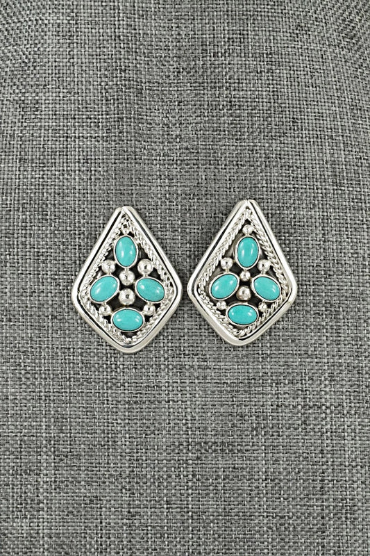 Turquoise & Sterling Silver Earrings - Chester Charley