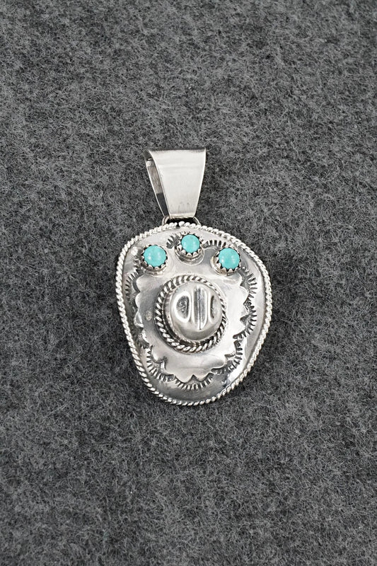 Turquoise & Sterling Silver Pendant - Bobby Platero