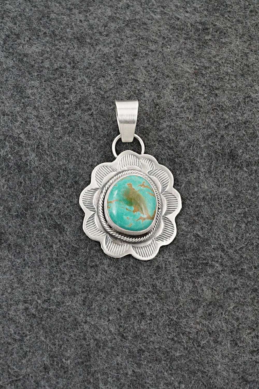 Turquoise & Sterling Silver Pendant - Cordell Platero