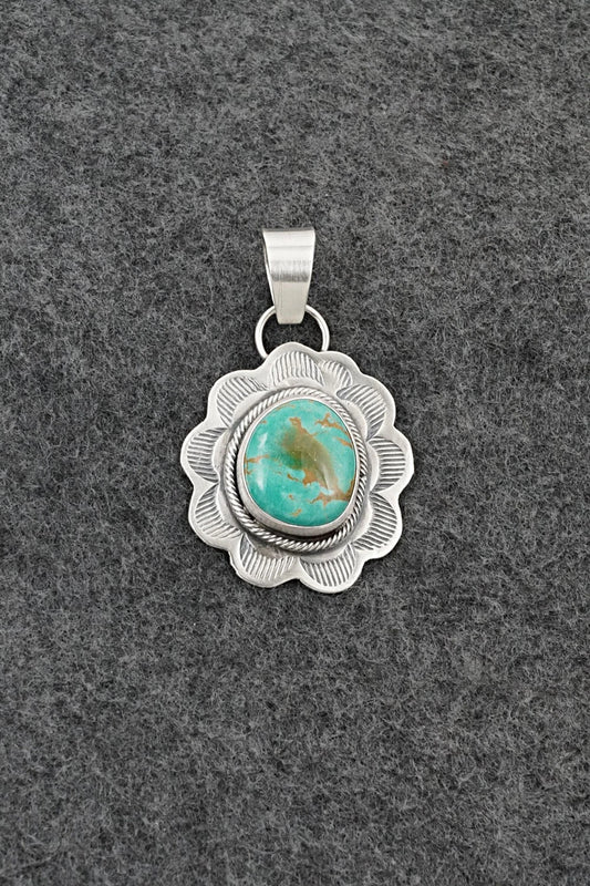 Turquoise & Sterling Silver Pendant - Cordell Platero