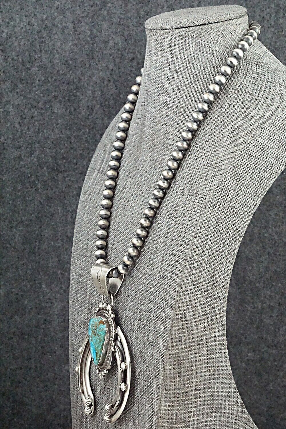 Turquoise & Sterling Silver Necklace - Tom Lewis