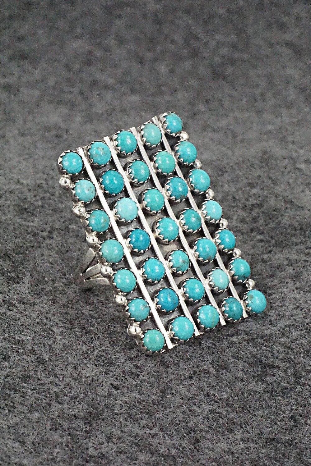 Turquoise & Sterling Silver Ring - Kenny Lonjose - Size 7