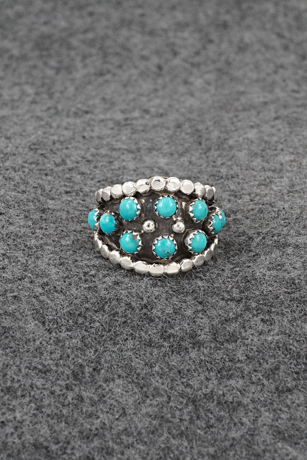 Turquoise & Sterling Silver Ring - Kenny Lonjose - Size 6.75