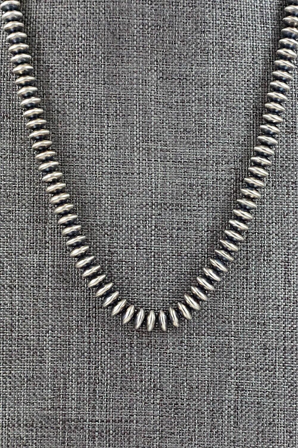 Sterling Silver Navajo Pearl Necklace 24" - Dorinda Mariano