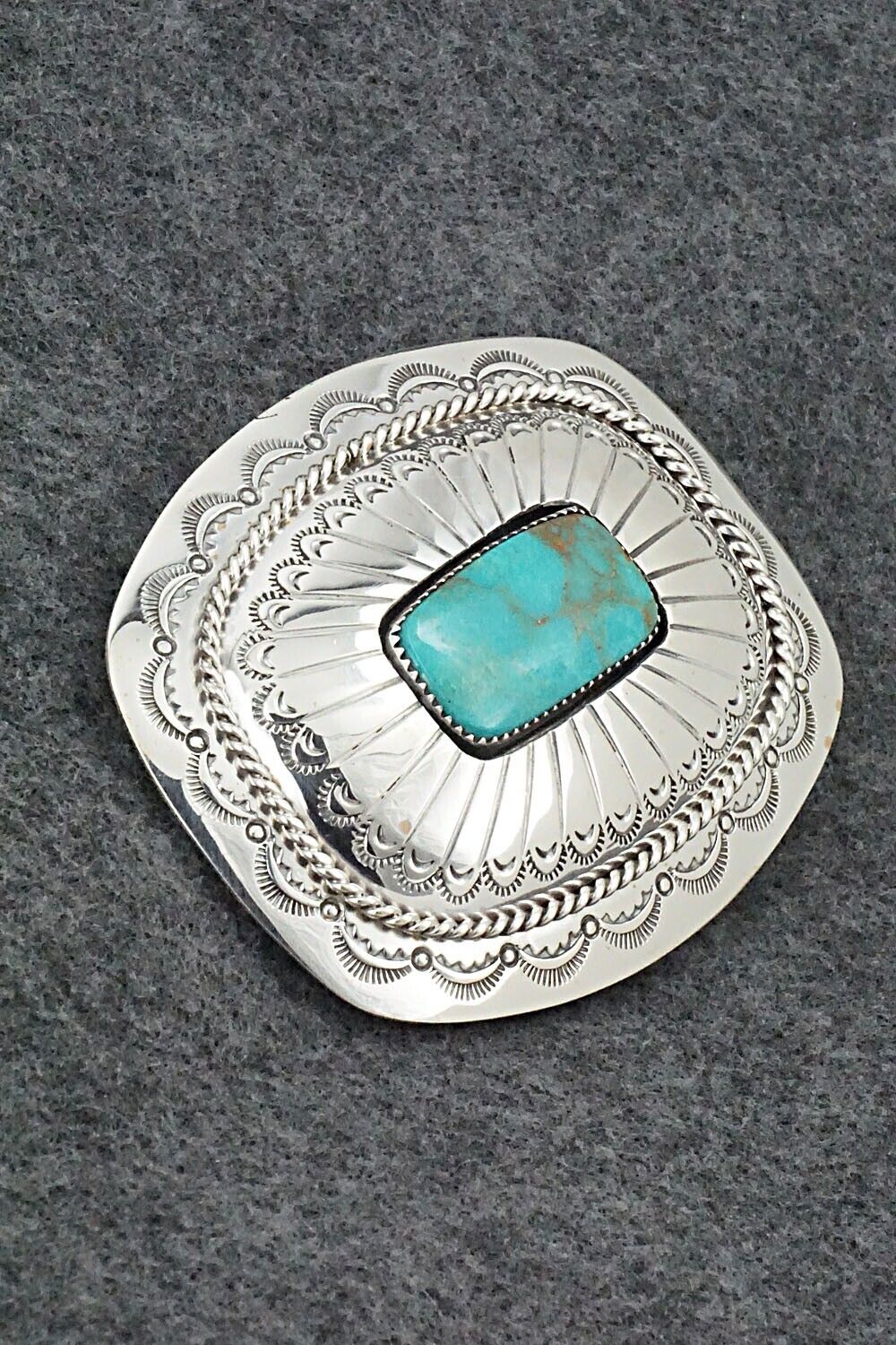 Turquoise & Sterling Silver Belt Buckle - Wilbert Muskett Sr.