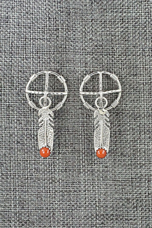 Coral and Sterling Silver Earrings - Sharon McCarthy