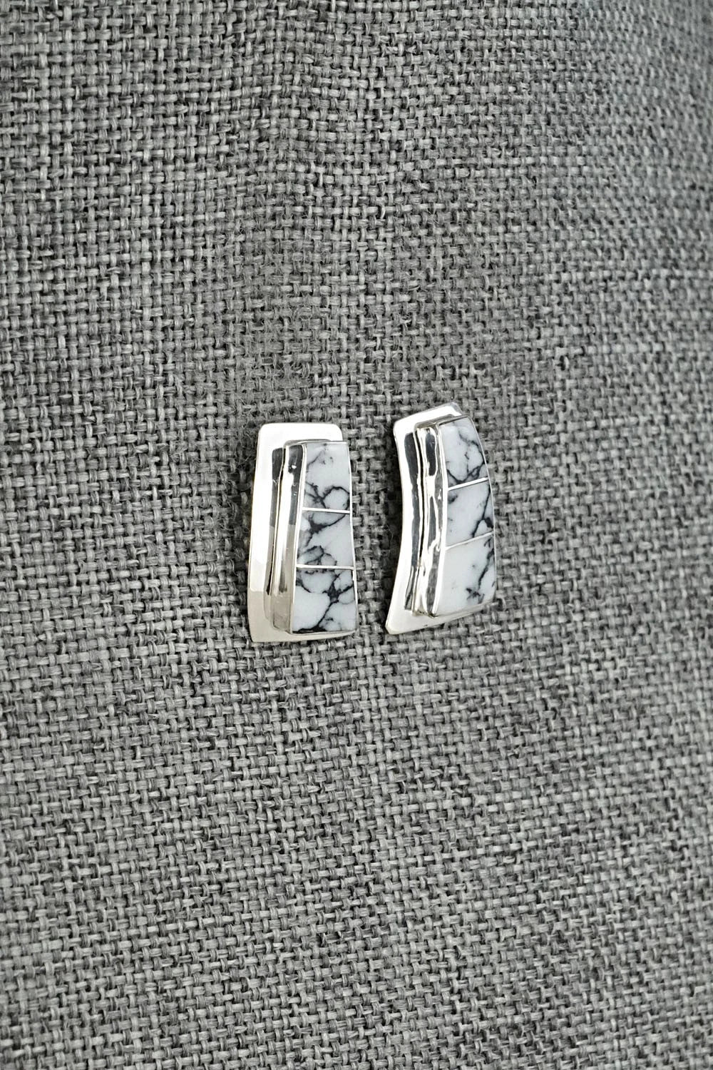 White Buffalo & Sterling Silver Earrings - Nathaniel Johnson