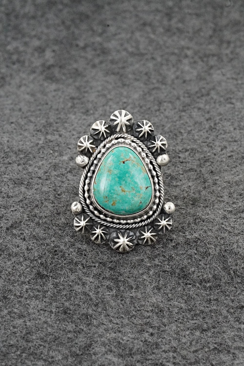 Turquoise & Sterling Silver Ring - Cordell Platero - Size Adjustable