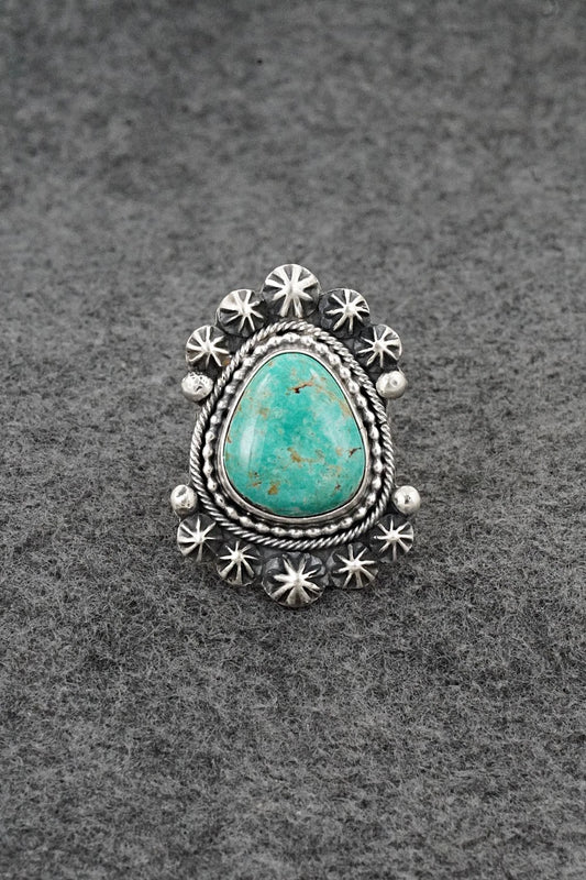 Turquoise & Sterling Silver Ring - Cordell Platero - Size Adjustable