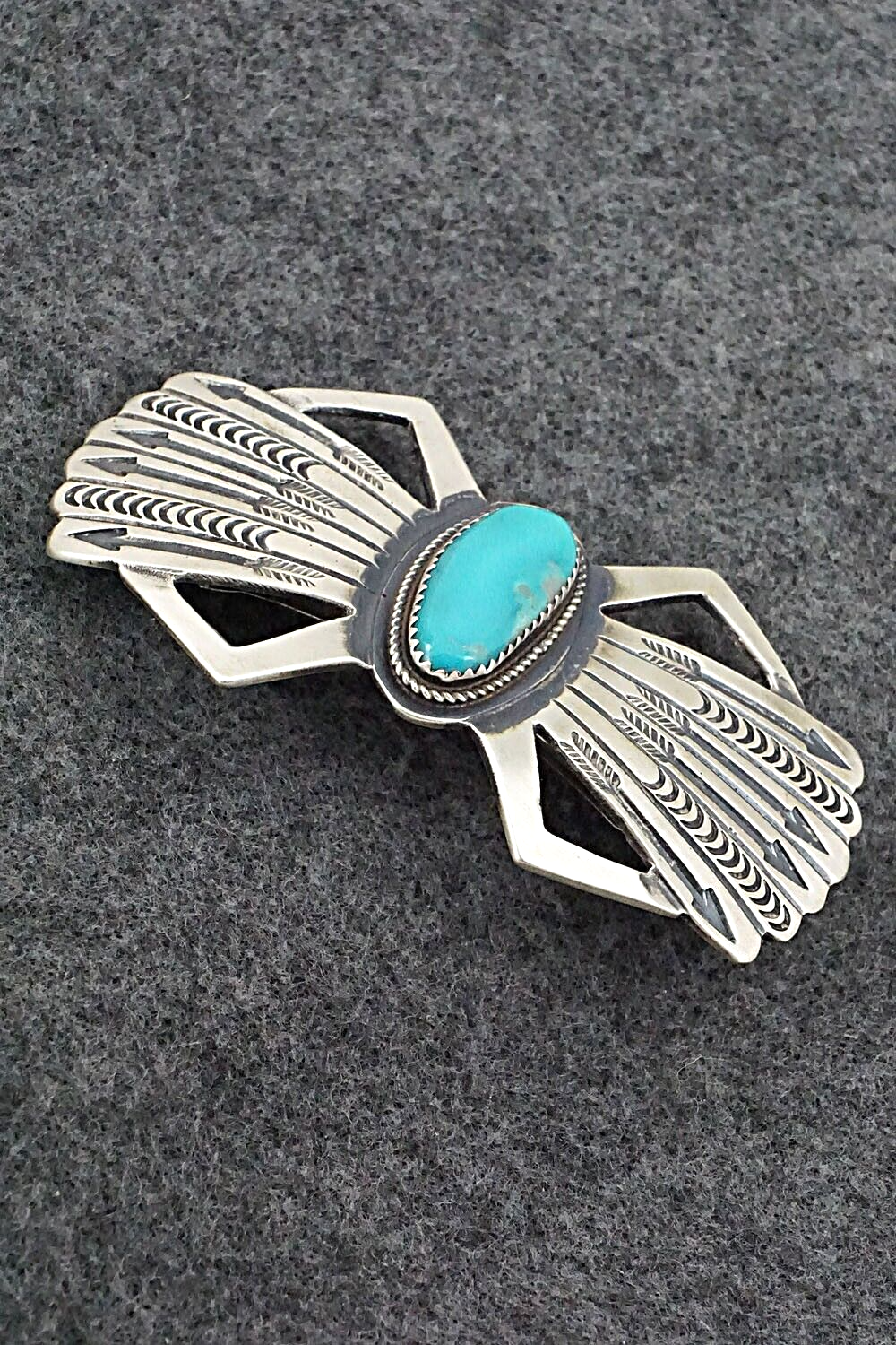 Turquoise & Sterling Silver Hair Barrette - Martha Cayatineto