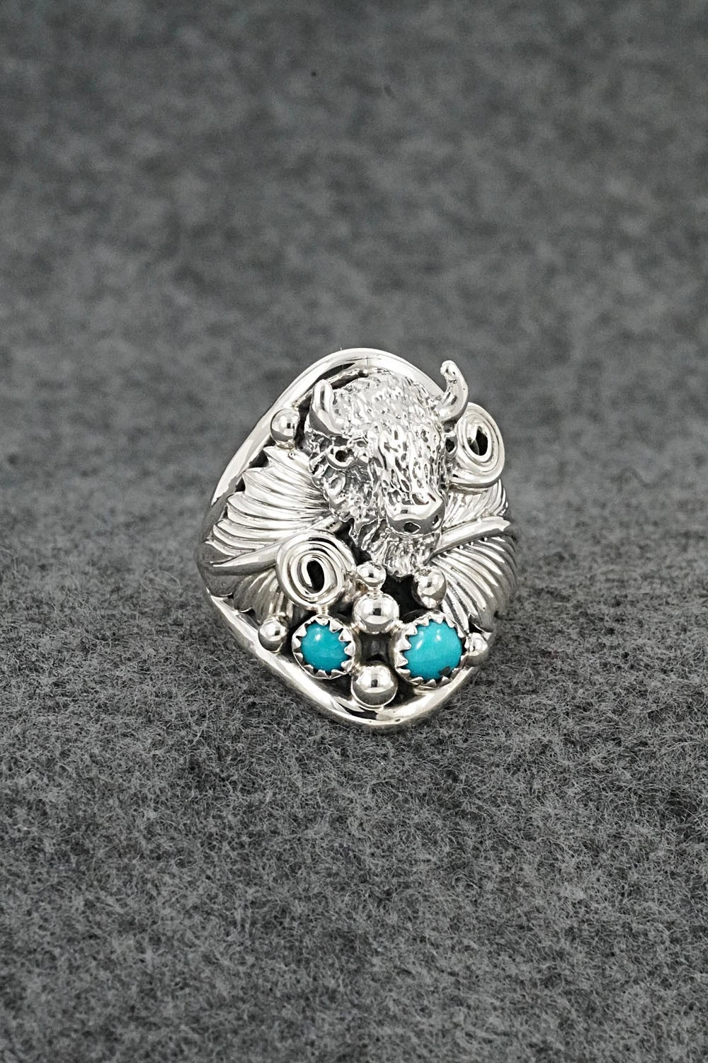 Turquoise & Sterling Silver Ring - Darrell Morgan - Size 9.5