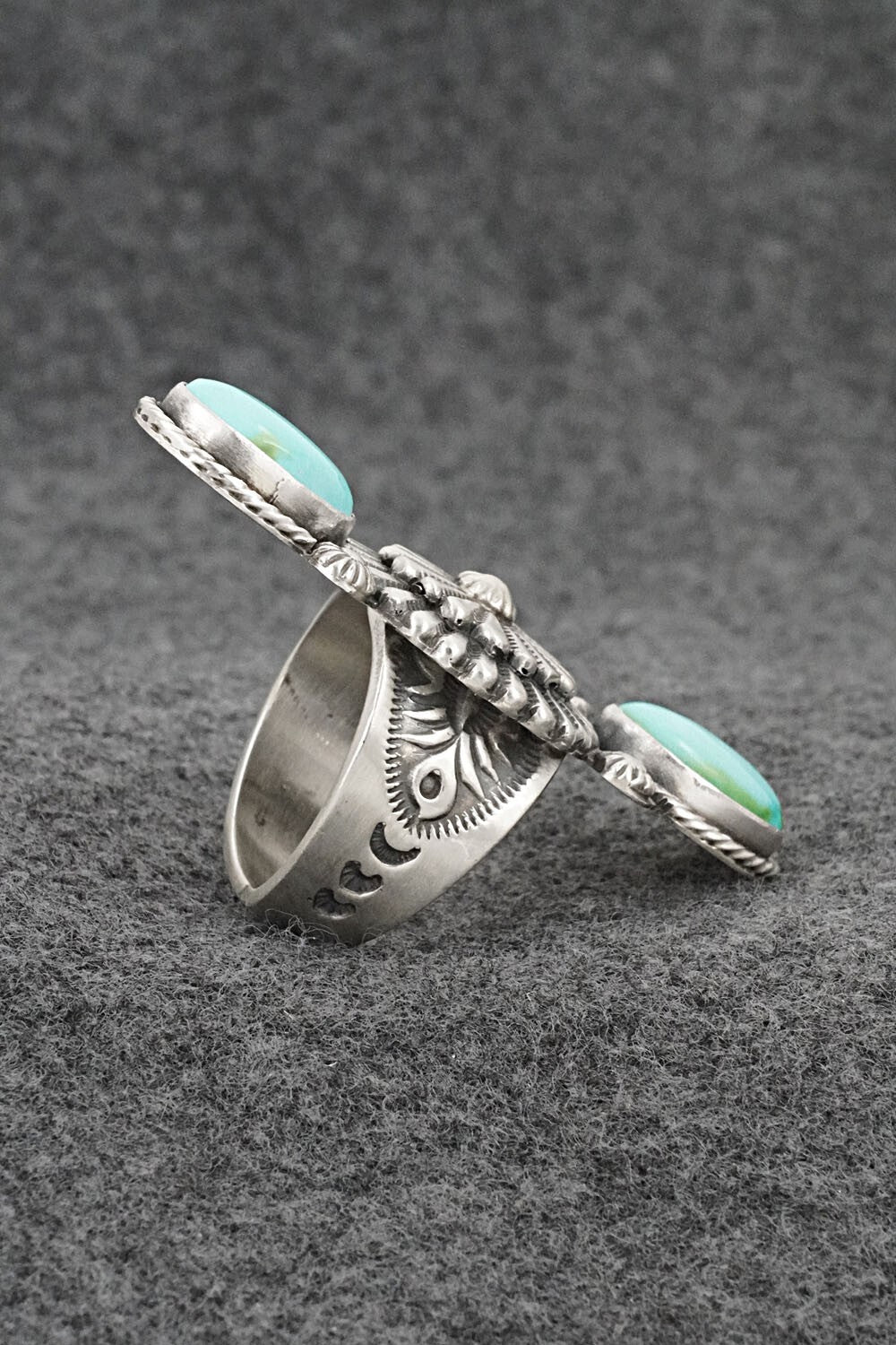 Turquoise & Sterling Silver Ring - Samuel Yellowhair - Size 9