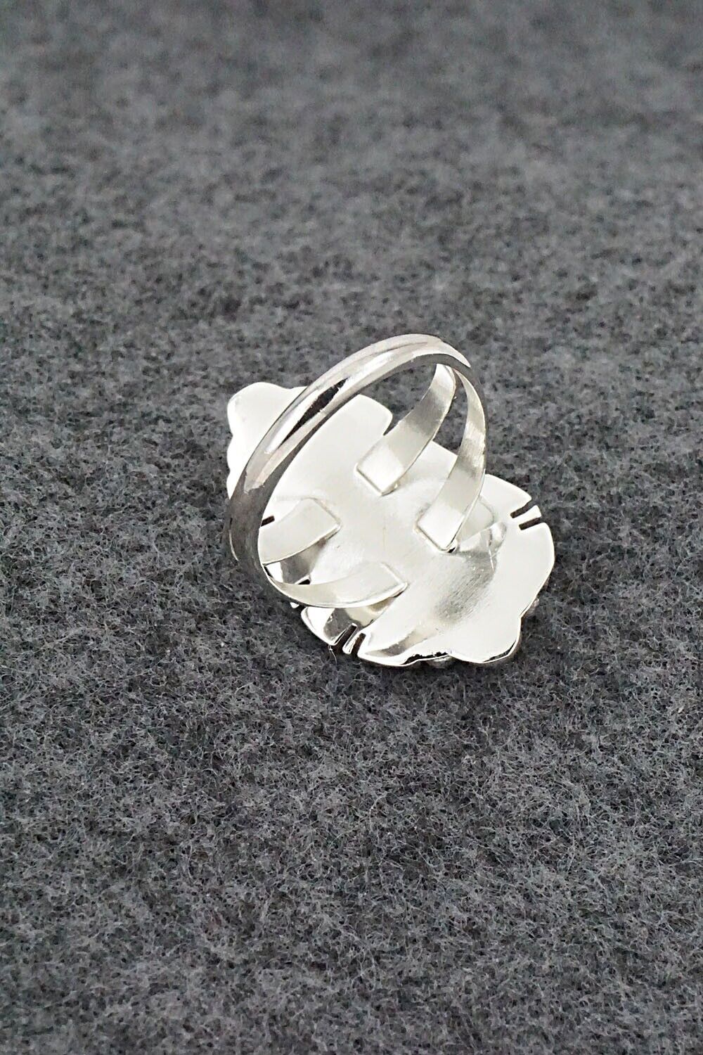 Onyx, Opalite & Sterling Silver Inlay Ring - James Manygoats - Size 7.25