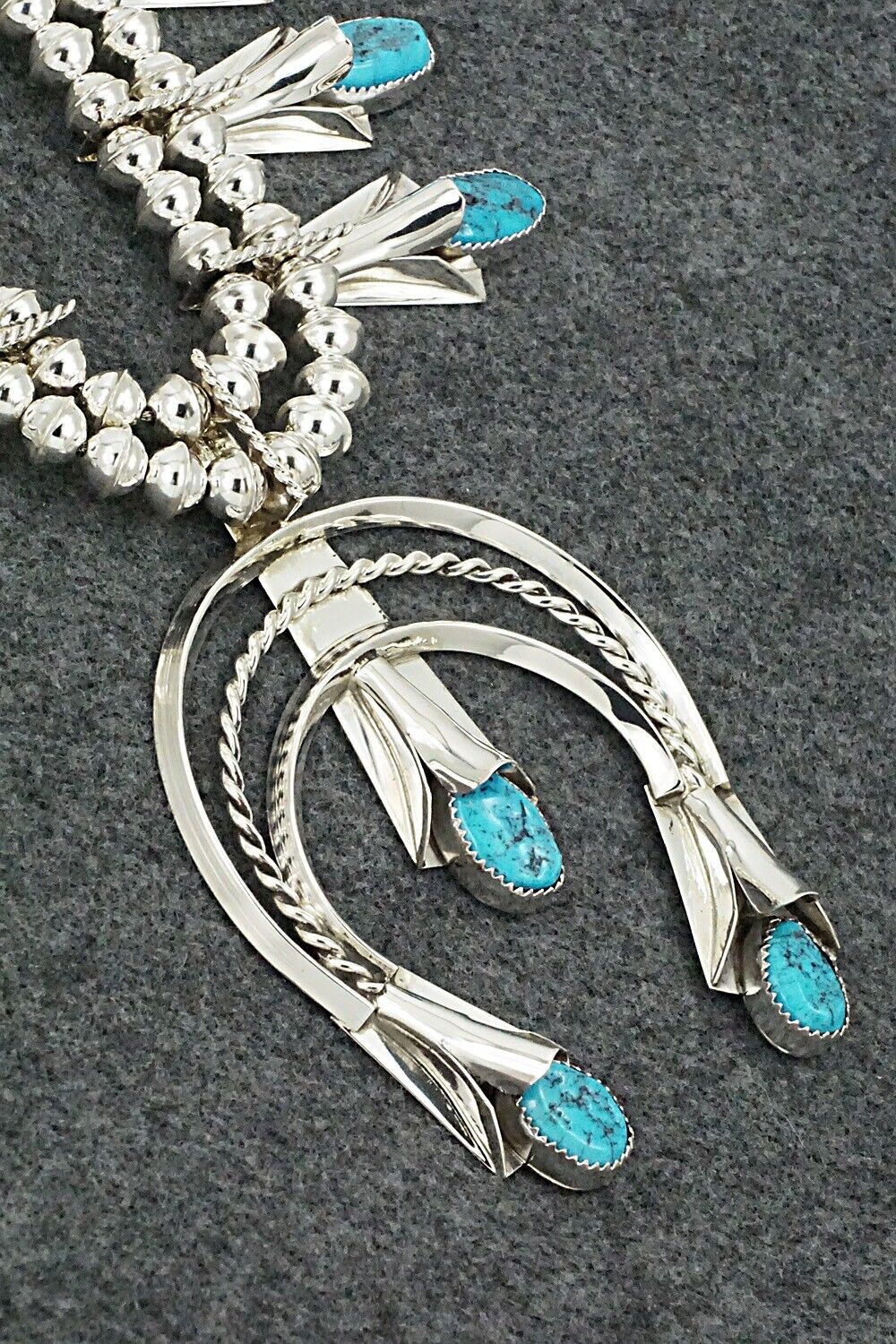 Turquoise & Sterling Silver Squash Blossom Set - Louise Yazzie