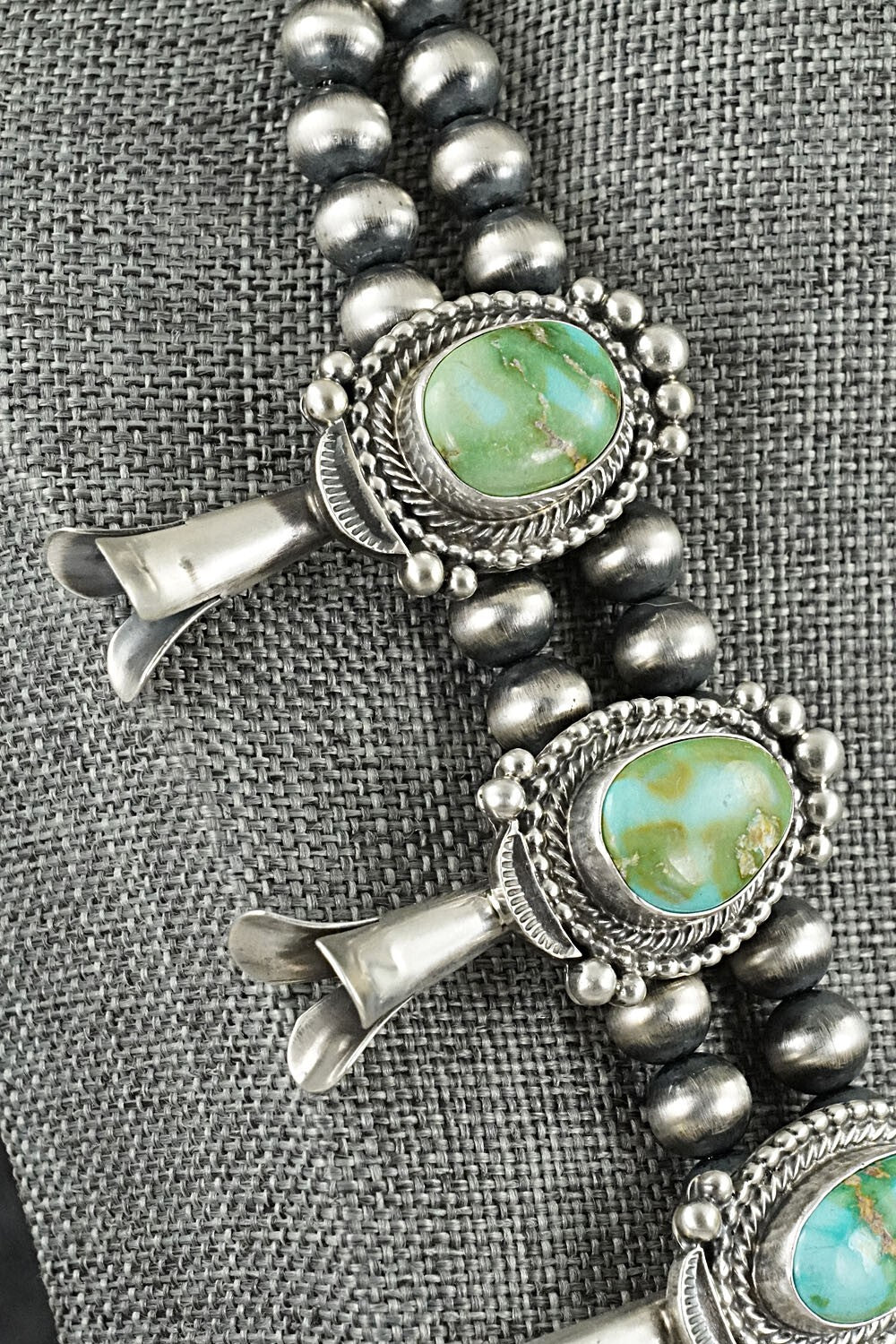 Turquoise & Sterling Silver Squash Blossom Set - Tom Lewis