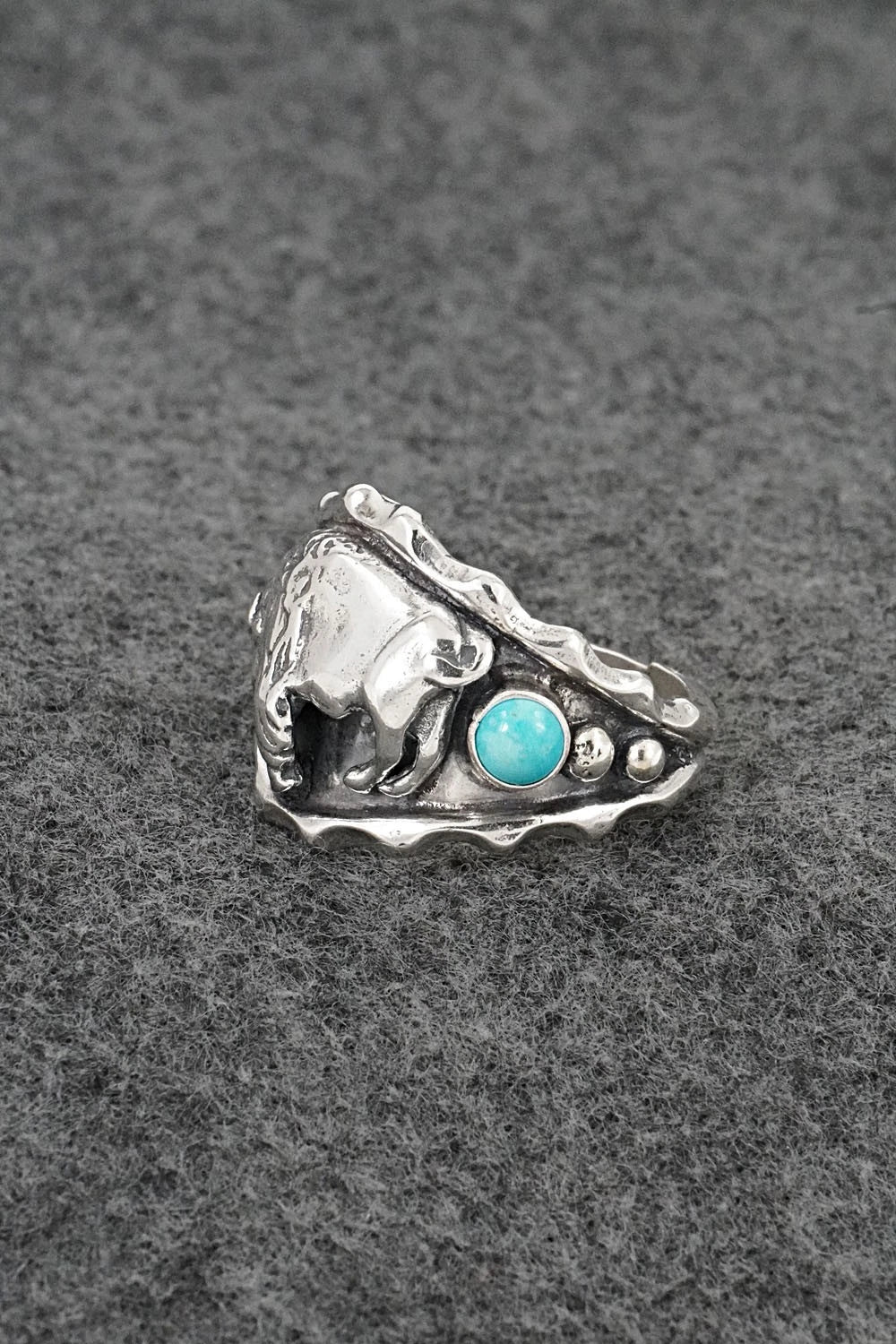 Turquoise & Sterling Silver Ring - Genevieve Francisco - Size 12.5