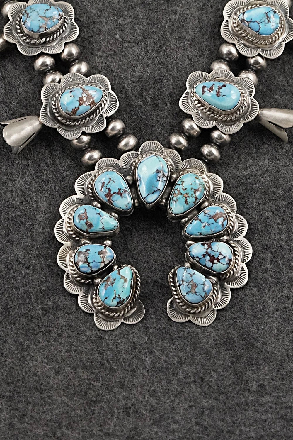 Turquoise & Sterling Silver Squash Blossom Set - Vernon Johnson