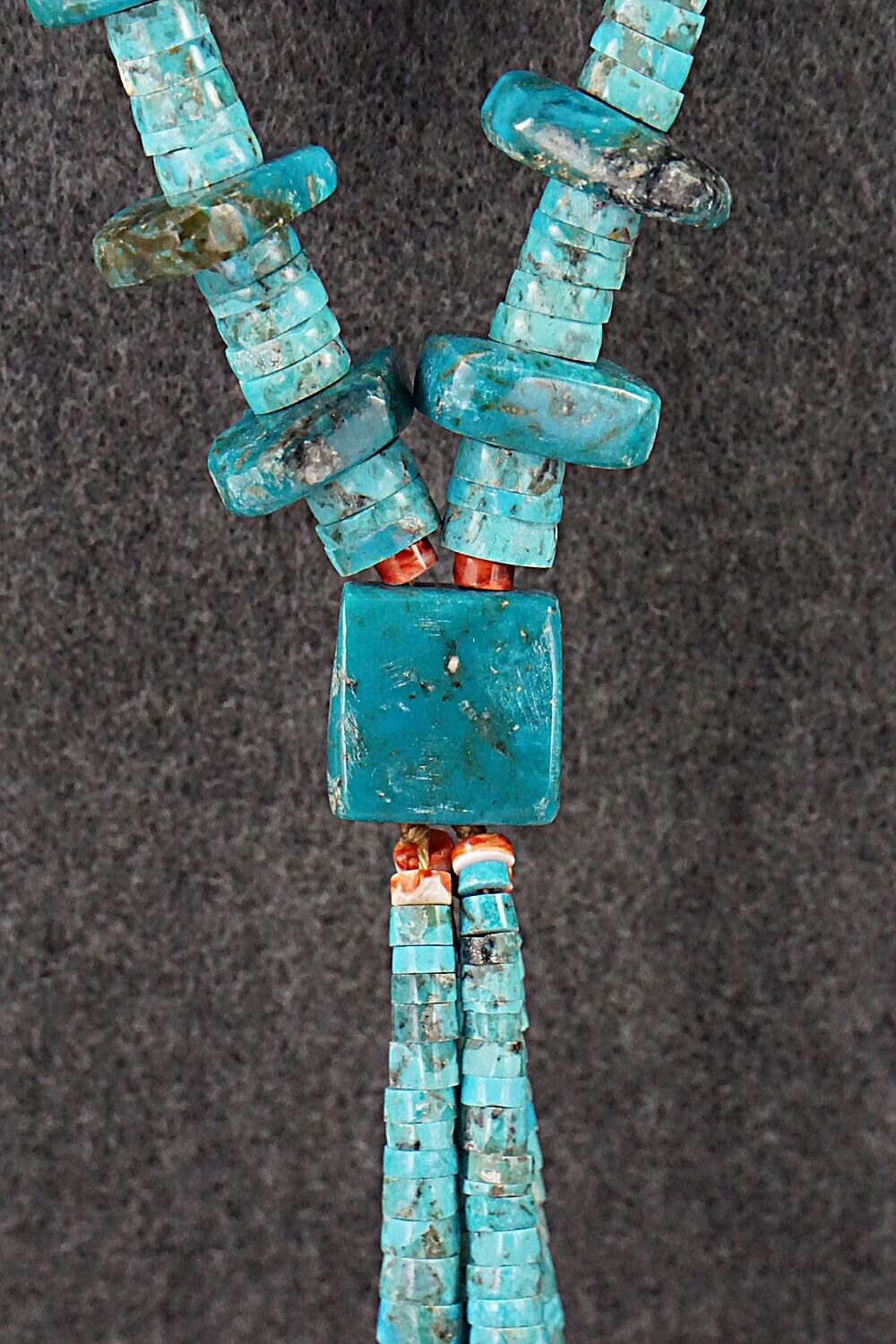 Spiny Oyster, Turquoise & Sterling Silver Necklace - Lupe Lovato