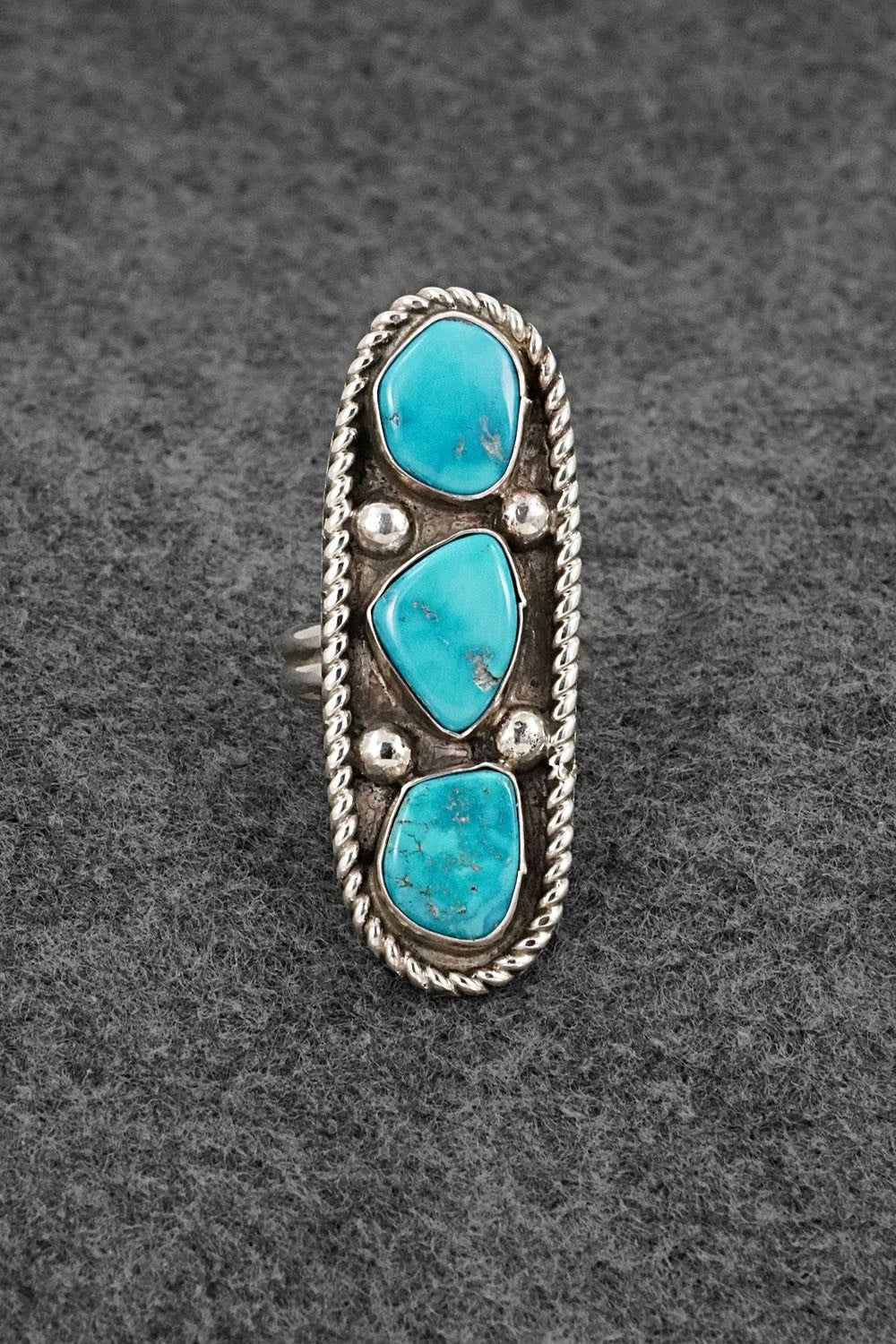 Turquoise & Sterling Silver Ring - Priscilla Reeder - Size 7.5