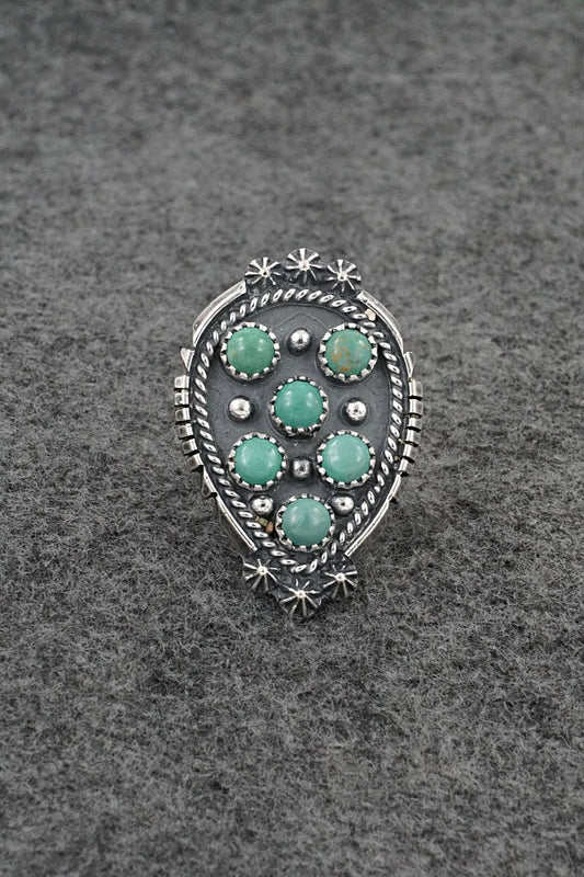 Turquoise & Sterling Silver Ring - Kenny Lonjose - Size 6.5