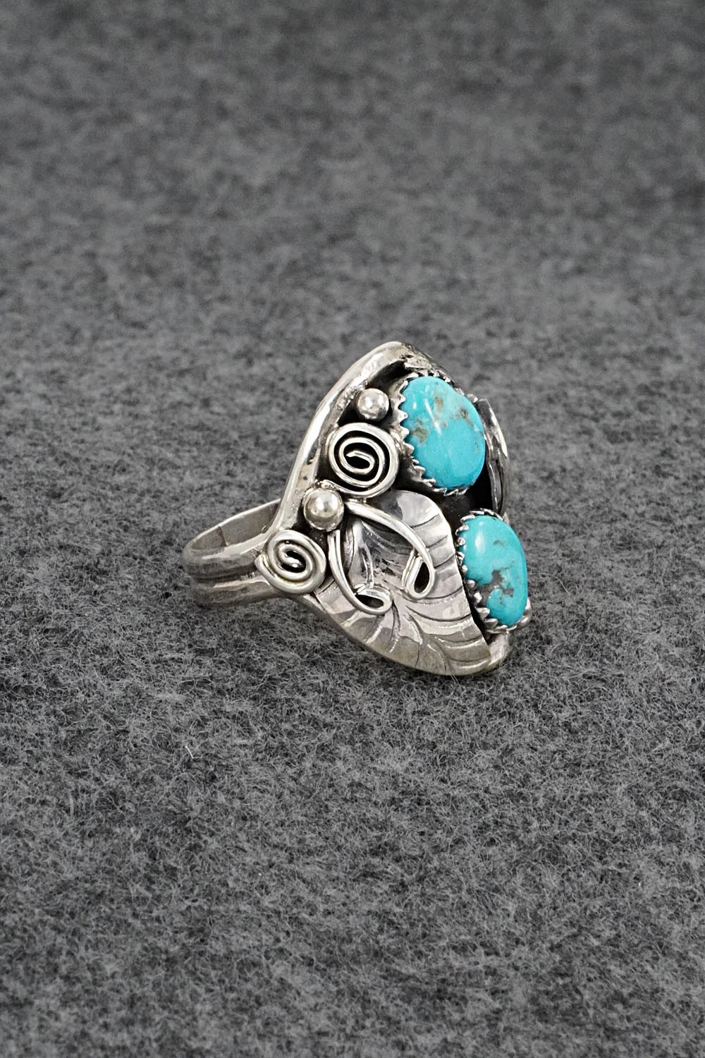Turquoise & Sterling Silver Ring - Lorraine Brown - Size 10.75