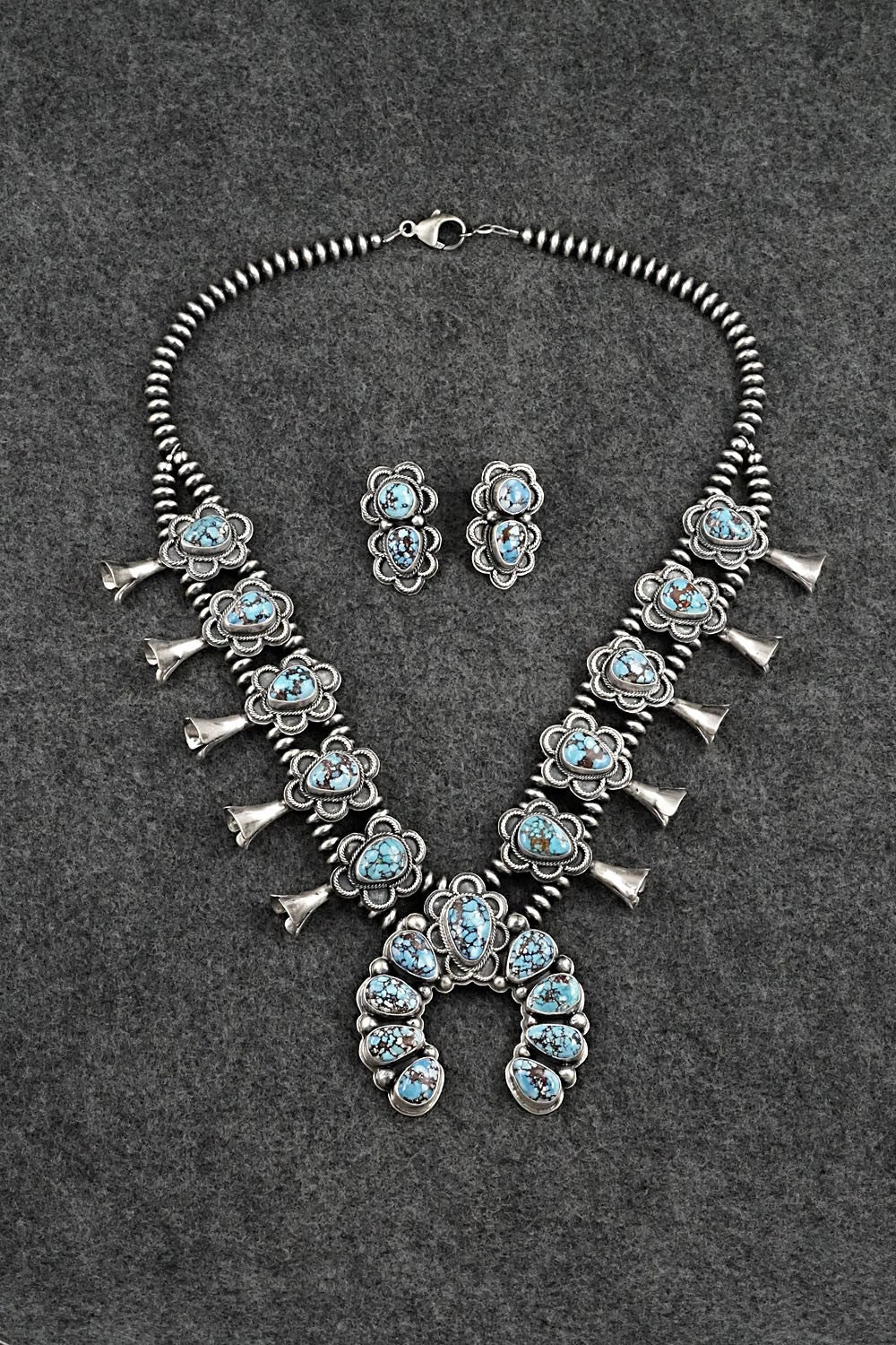 Turquoise & Sterling Silver Squash Blossom Set - Darrin Livingston