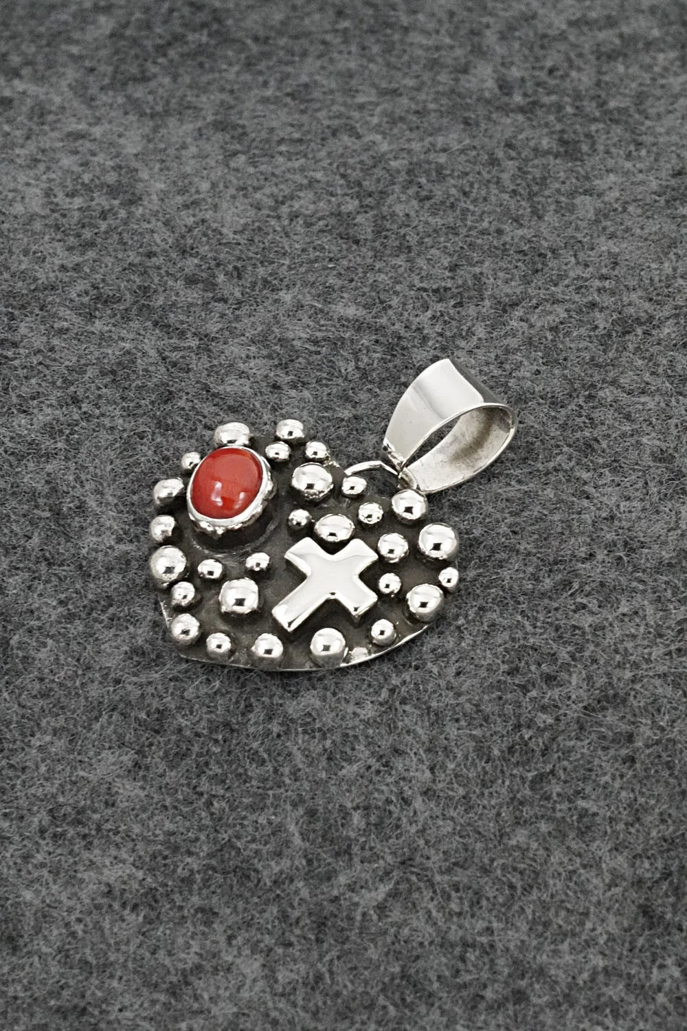 Coral & Sterling Silver Pendant - Raymond Coriz