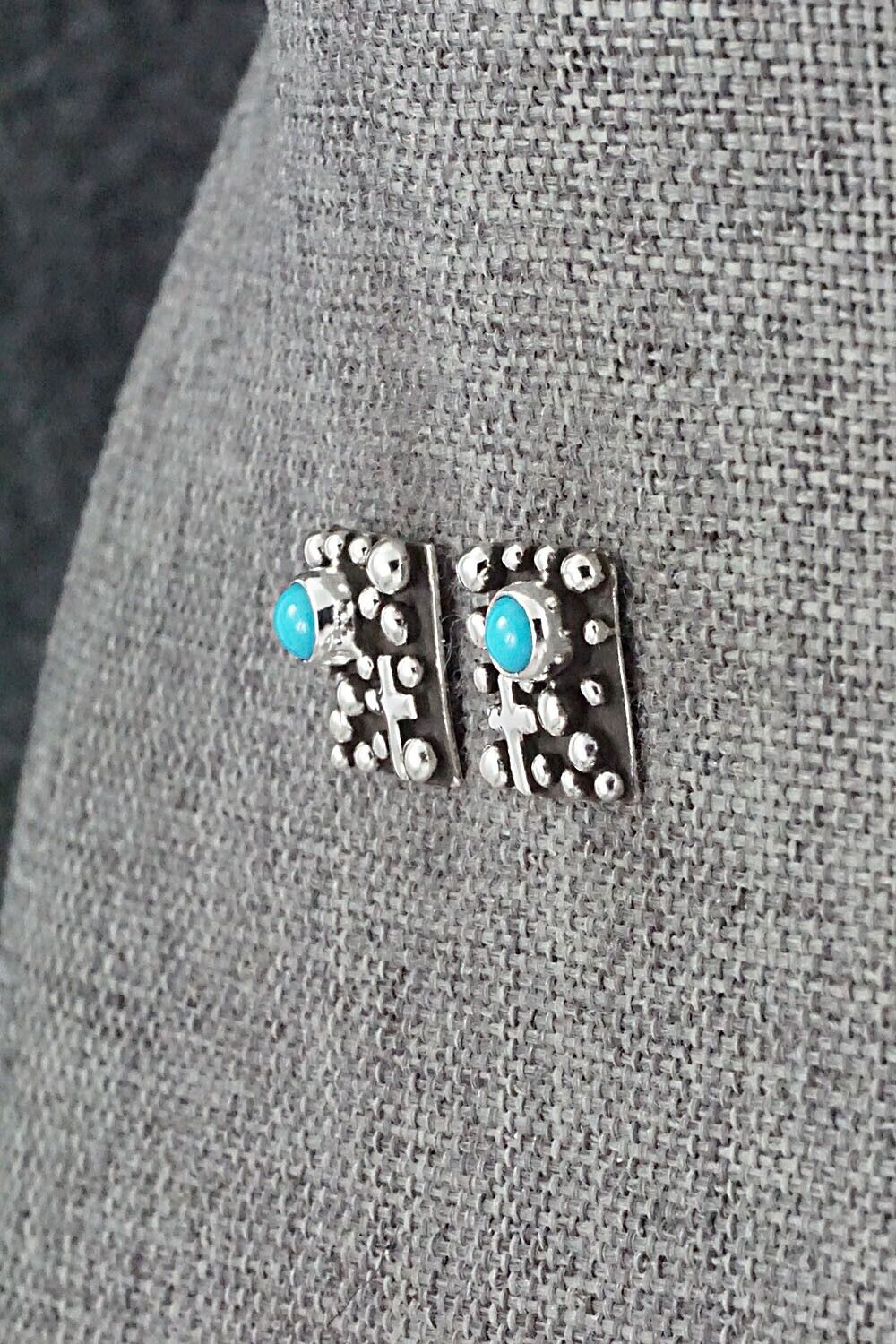 Turquoise & Sterling Silver Earrings - Akee Douglas