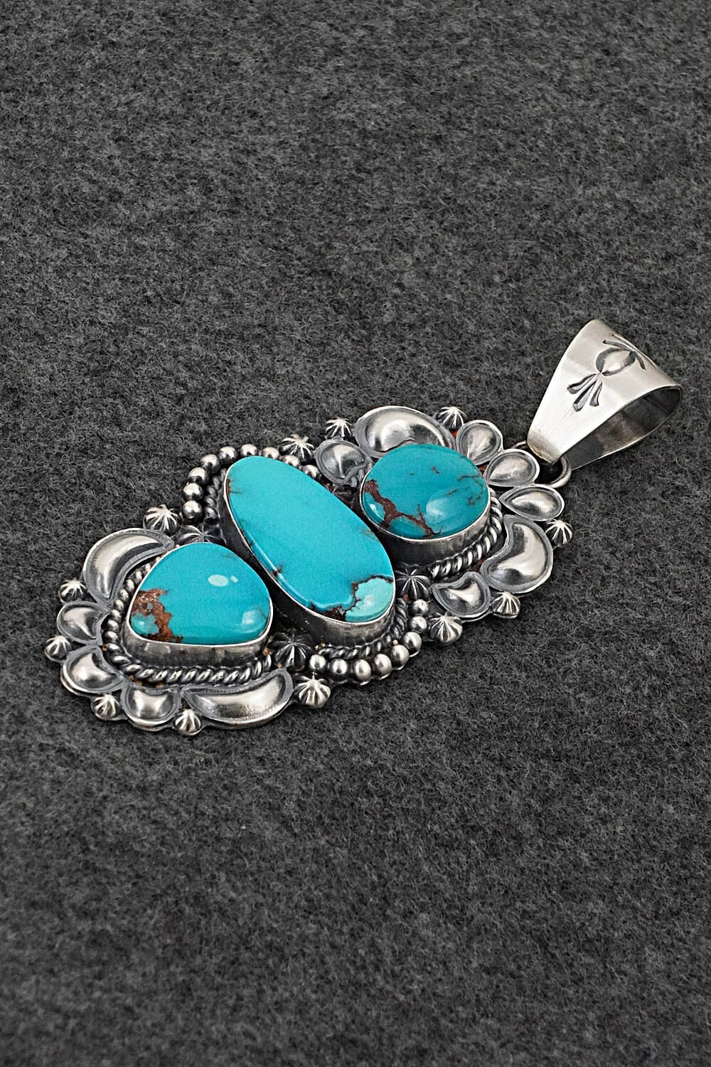 Turquoise & Sterling Silver Pendant - Raymond Delgarito
