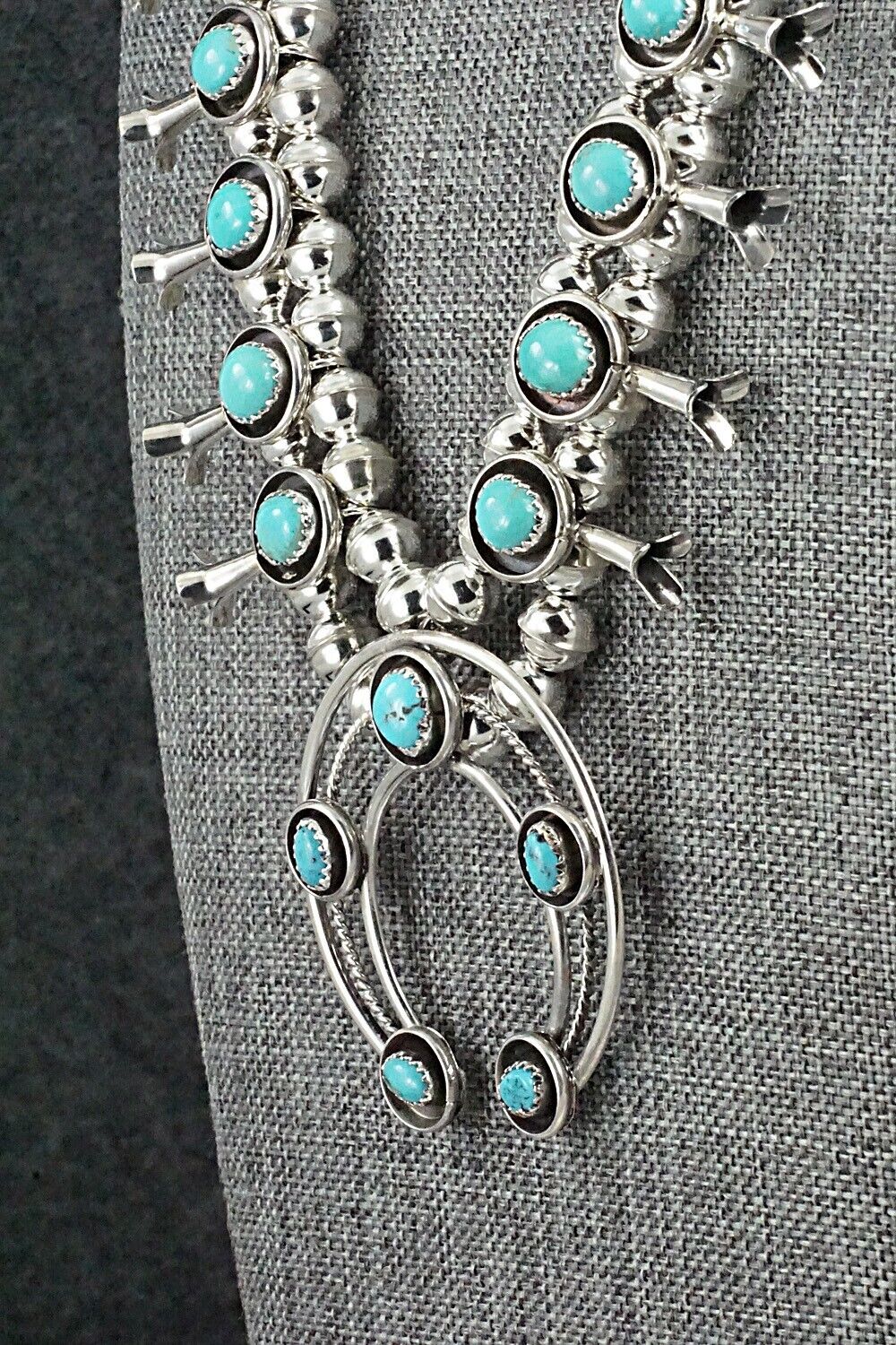 Turquoise & Sterling Silver Squash Blossom Set - Phil Garcia