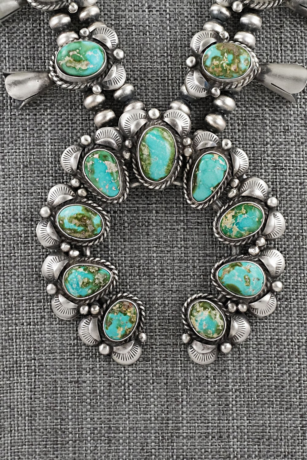 Turquoise & Sterling Silver Squash Blossom Set - Vernon Johnson