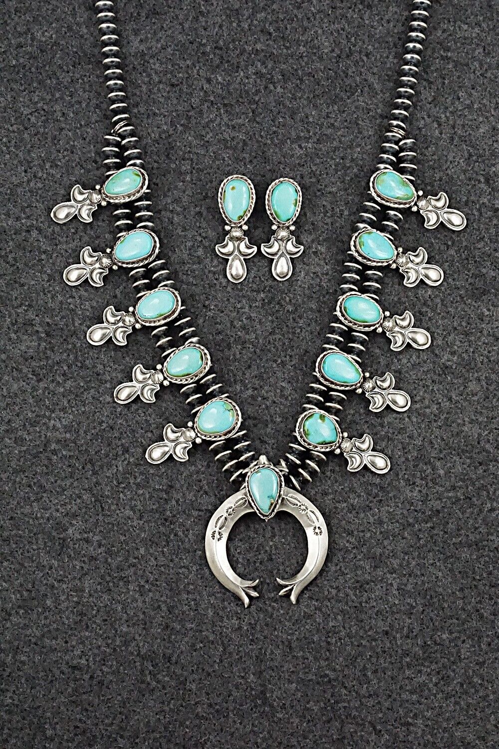 Turquoise & Sterling Silver Squash Blossom Set - Adrienne Gordon