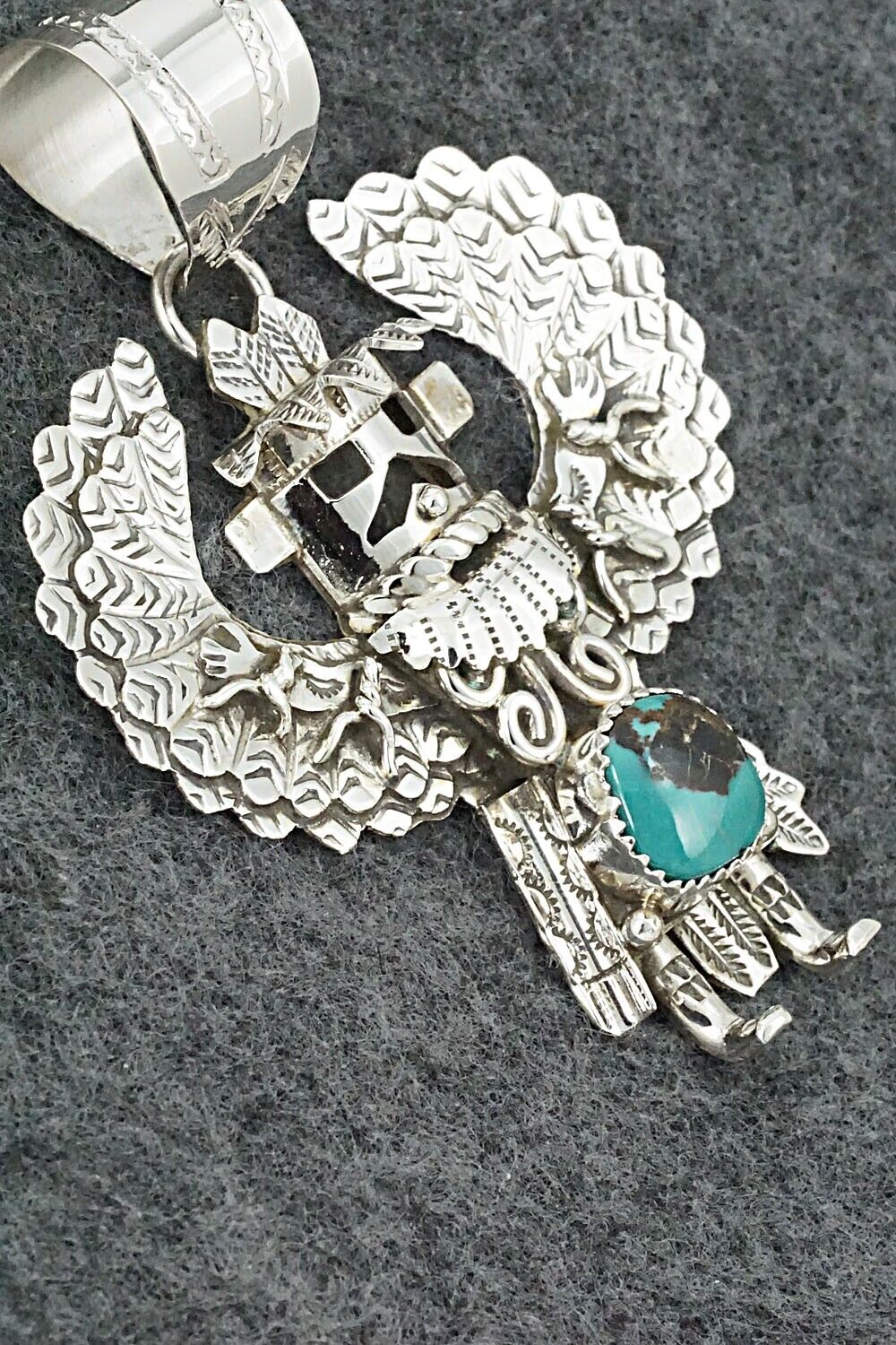 Turquoise & Sterling Silver Pendant - Alanzo Mariano