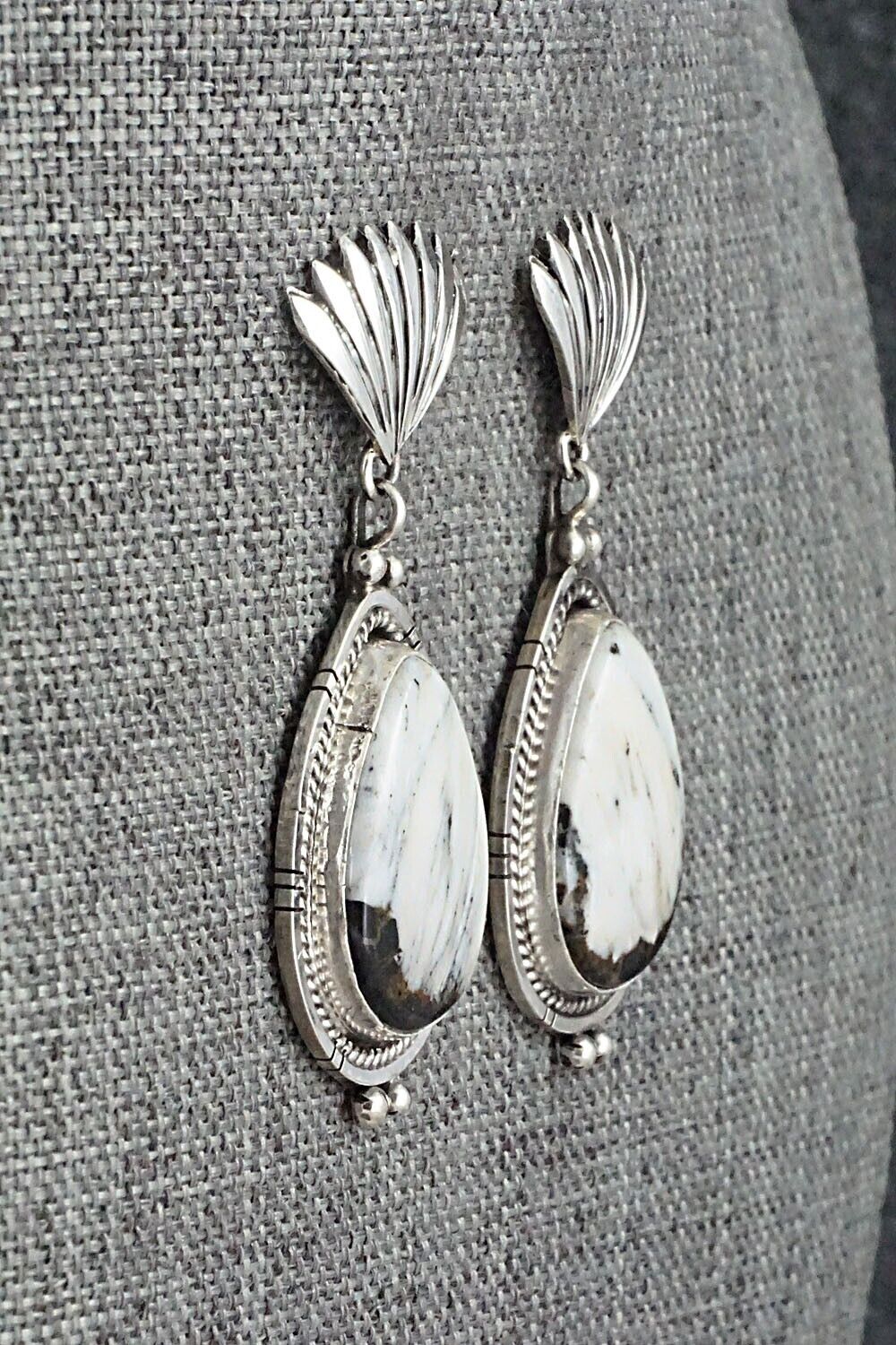 White Buffalo & Sterling Silver Earrings - Annie Spencer